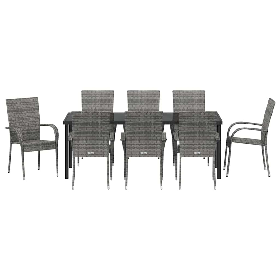 Tuin Eettafelset 5 Pcs Grijs Gepoedercoat Staal