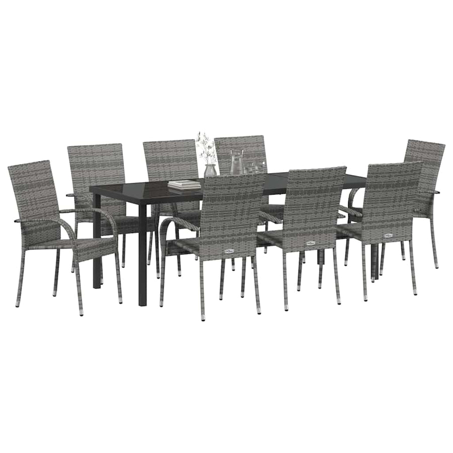 Tuin Eettafelset 5 Pcs Grijs Gepoedercoat Staal