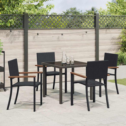 Tuin eettafelset 5 pcs Zwart Gepoedercoat staal