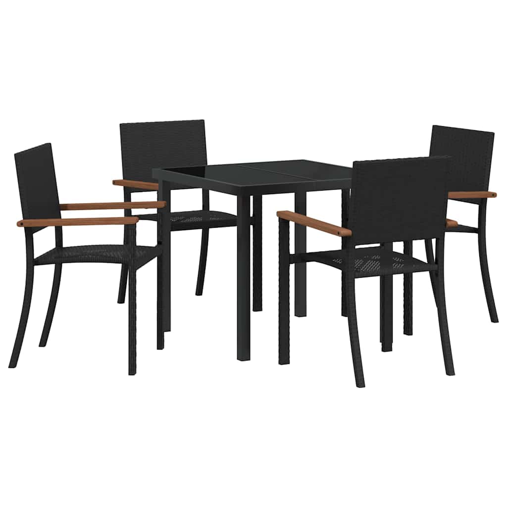 Tuin eettafelset 5 pcs Zwart Gepoedercoat staal