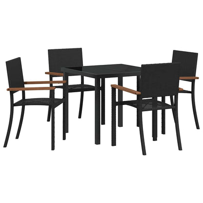 Tuin eettafelset 5 pcs Zwart Gepoedercoat staal
