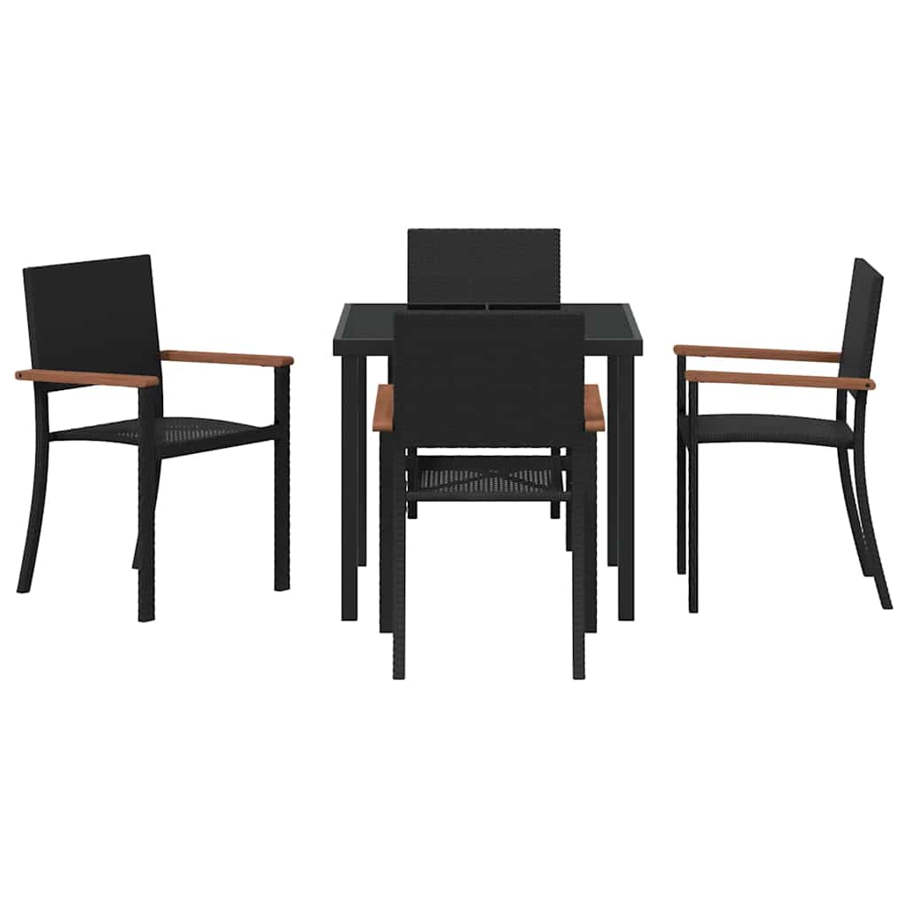 Tuin eettafelset 5 pcs Zwart Gepoedercoat staal