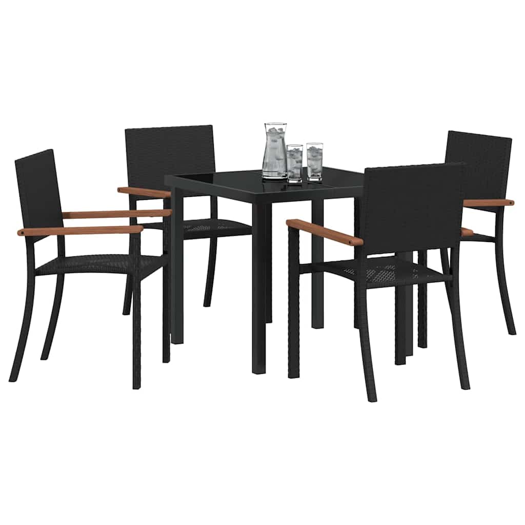 Tuin eettafelset 5 pcs Zwart Gepoedercoat staal