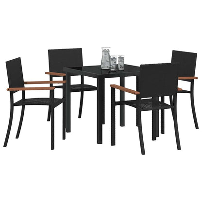 Tuin eettafelset 5 pcs Zwart Gepoedercoat staal