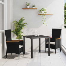 Tuin eettafelset met kussen 3 pcs Zwart Gepoedercoat staal