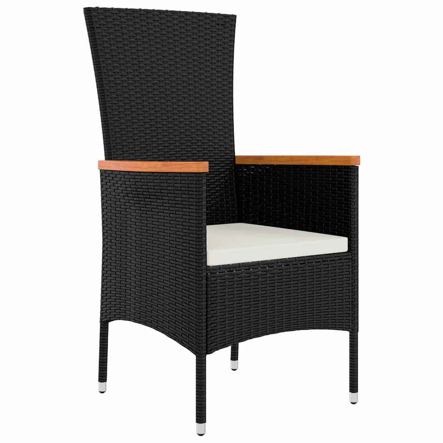 Tuin eettafelset met kussen 3 pcs Zwart Gepoedercoat staal