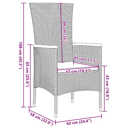 Tuin eettafelset met kussen 9 pcs Zwart Gepoedercoat staal