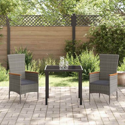 Tuin eettafelset met kussen 3 pcs Grijs Gepoedercoat staal