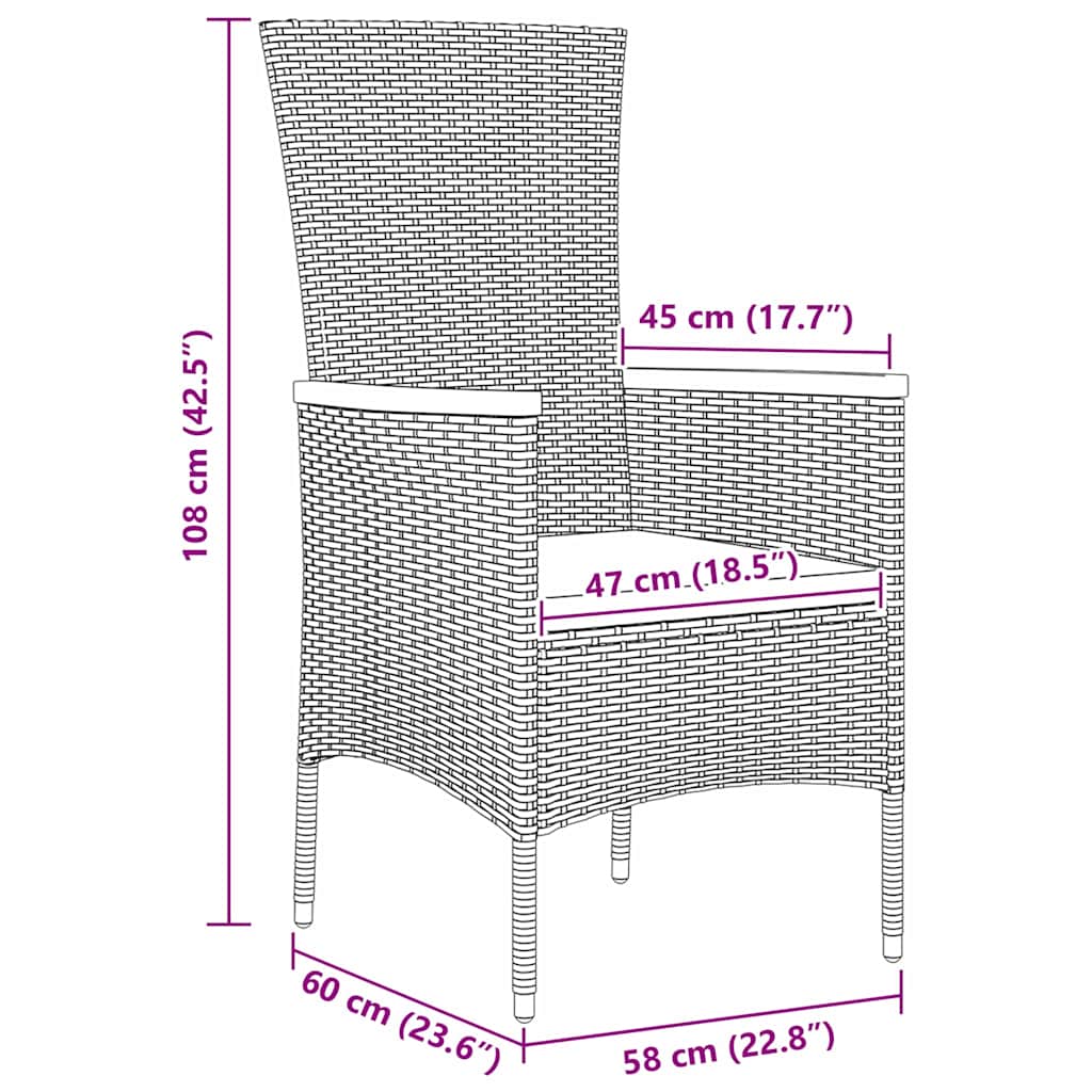 Tuin eettafelset met kussen 3 pcs Grijs Gepoedercoat staal