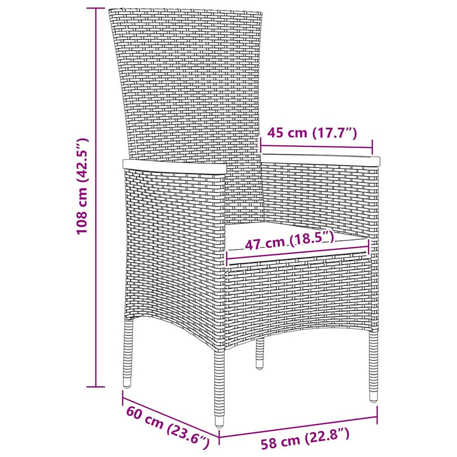 Tuin eettafelset met kussen 3 pcs Grijs Gepoedercoat staal