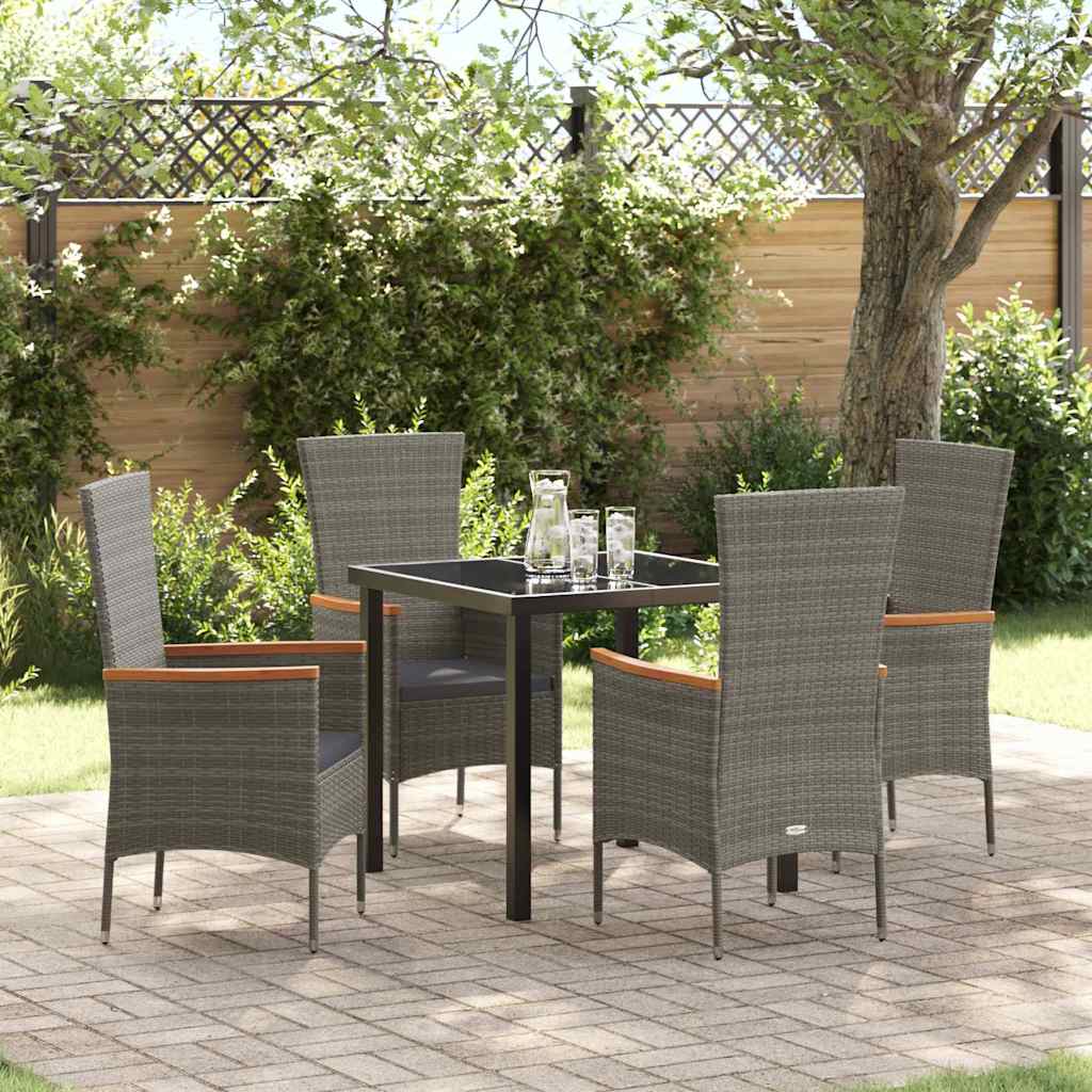 Tuin eettafelset met kussen 5 pcs Grijs Gepoedercoat staal