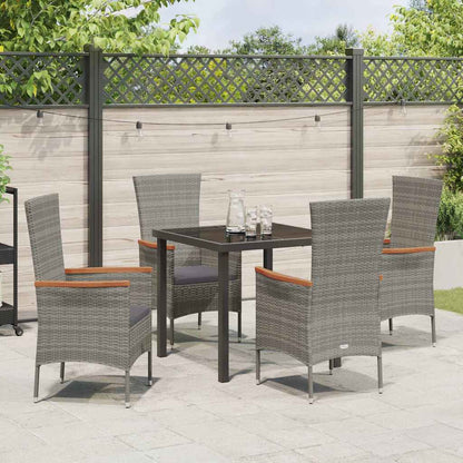 Tuin eettafelset met kussen 5 pcs Grijs Gepoedercoat staal