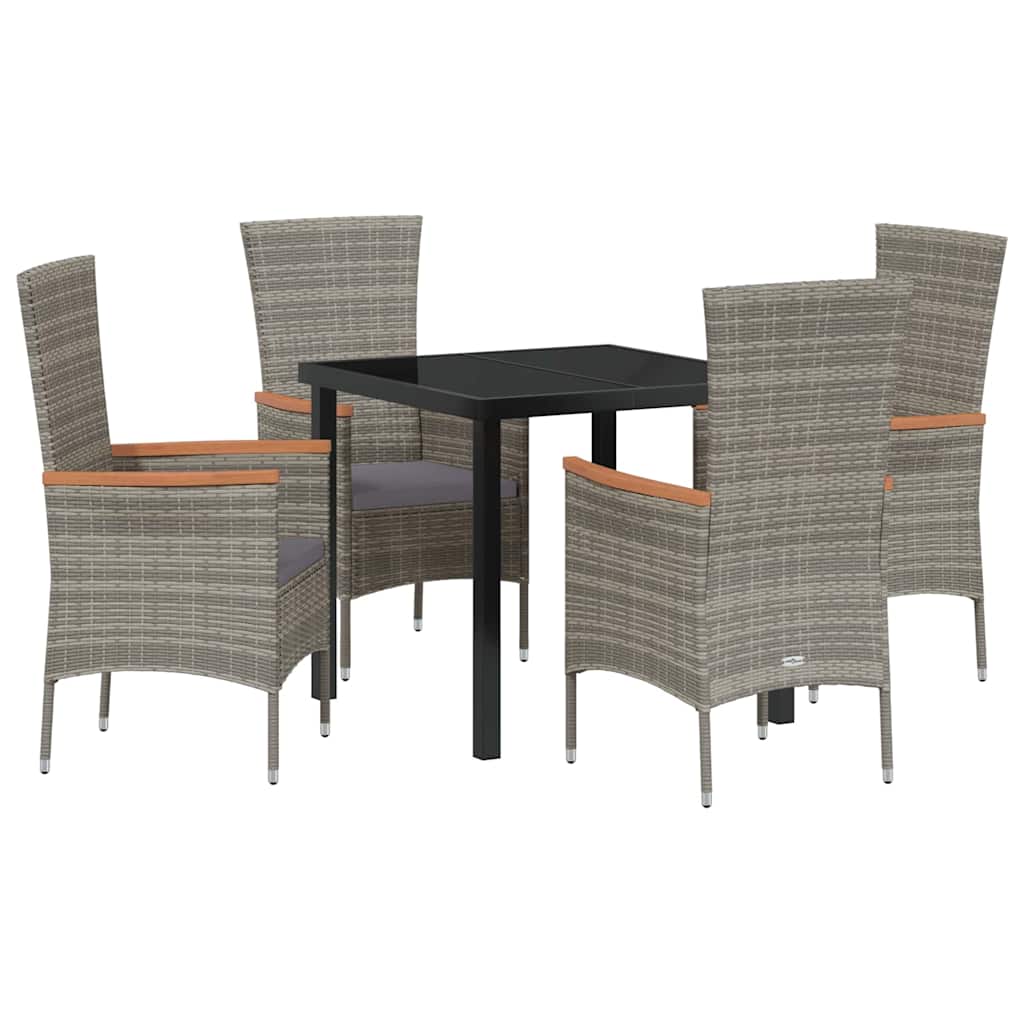 Tuin eettafelset met kussen 5 pcs Grijs Gepoedercoat staal