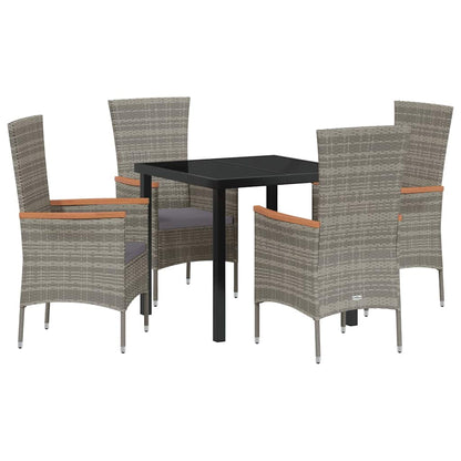 Tuin eettafelset met kussen 5 pcs Grijs Gepoedercoat staal