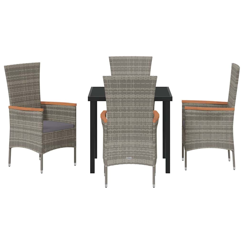 Tuin eettafelset met kussen 5 pcs Grijs Gepoedercoat staal
