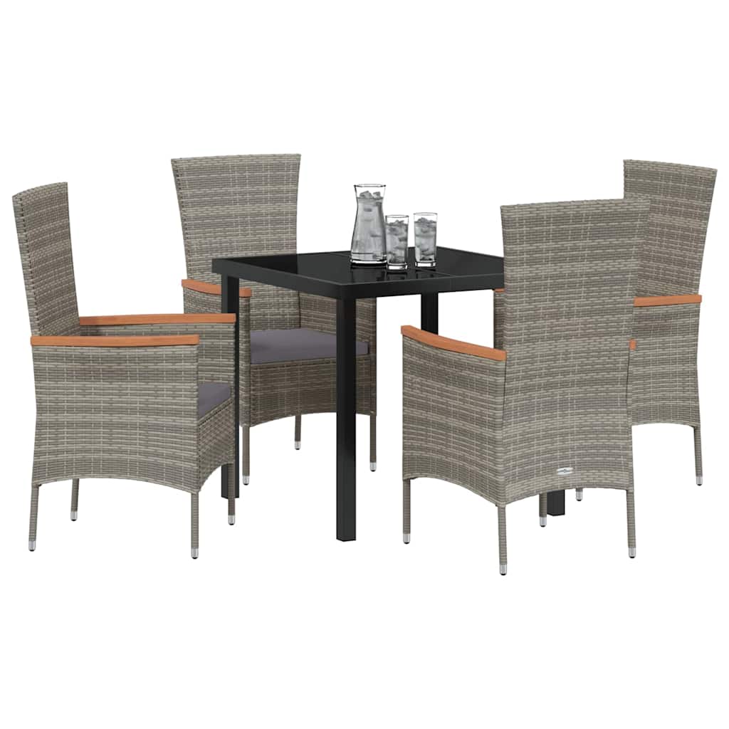 Tuin eettafelset met kussen 5 pcs Grijs Gepoedercoat staal