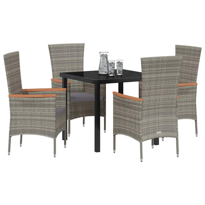 Tuin eettafelset met kussen 5 pcs Grijs Gepoedercoat staal