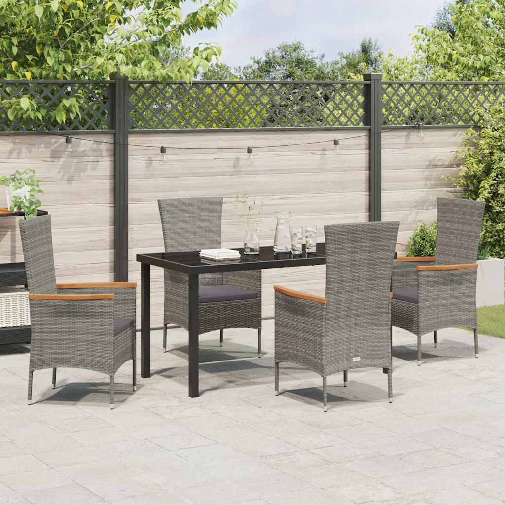 Tuin eettafelset met kussen 5 pcs Grijs Gepoedercoat staal