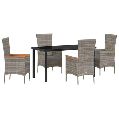 Tuin eettafelset met kussen 5 pcs Grijs Gepoedercoat staal