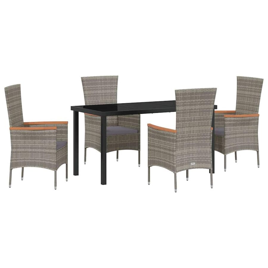 Tuin eettafelset met kussen 5 pcs Grijs Gepoedercoat staal