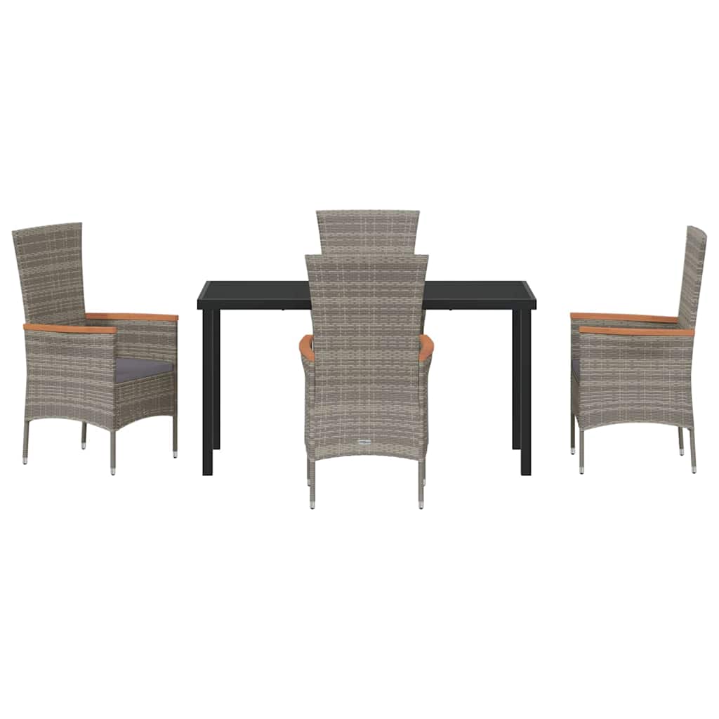 Tuin eettafelset met kussen 5 pcs Grijs Gepoedercoat staal