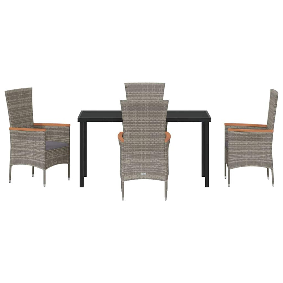 Tuin eettafelset met kussen 5 pcs Grijs Gepoedercoat staal