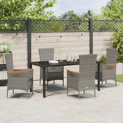 Tuin eettafelset met kussen 5 pcs Grijs Gepoedercoat staal