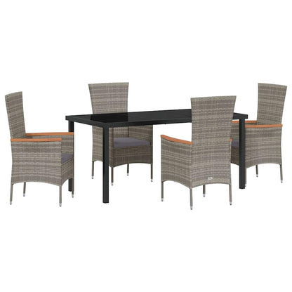 Tuin eettafelset met kussen 5 pcs Grijs Gepoedercoat staal