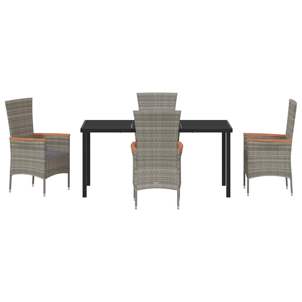 Tuin eettafelset met kussen 5 pcs Grijs Gepoedercoat staal