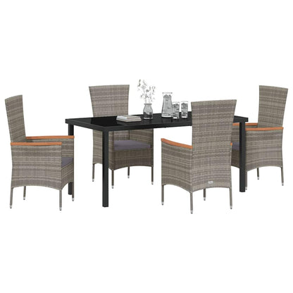 Tuin eettafelset met kussen 5 pcs Grijs Gepoedercoat staal