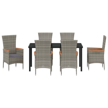 Tuin eettafelset met kussen 7 pcs Grijs Gepoedercoat staal