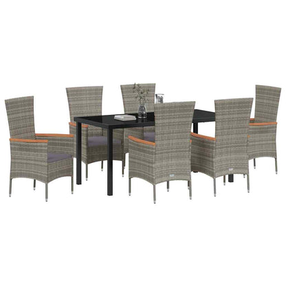 Tuin eettafelset met kussen 7 pcs Grijs Gepoedercoat staal
