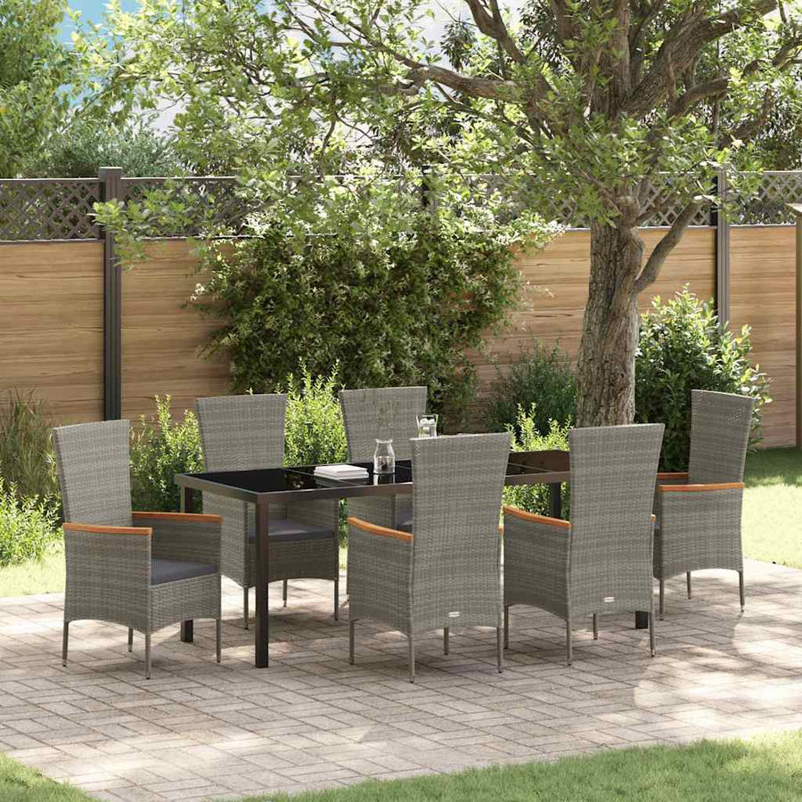 Tuin eettafelset met kussen 7 pcs Grijs Gepoedercoat staal