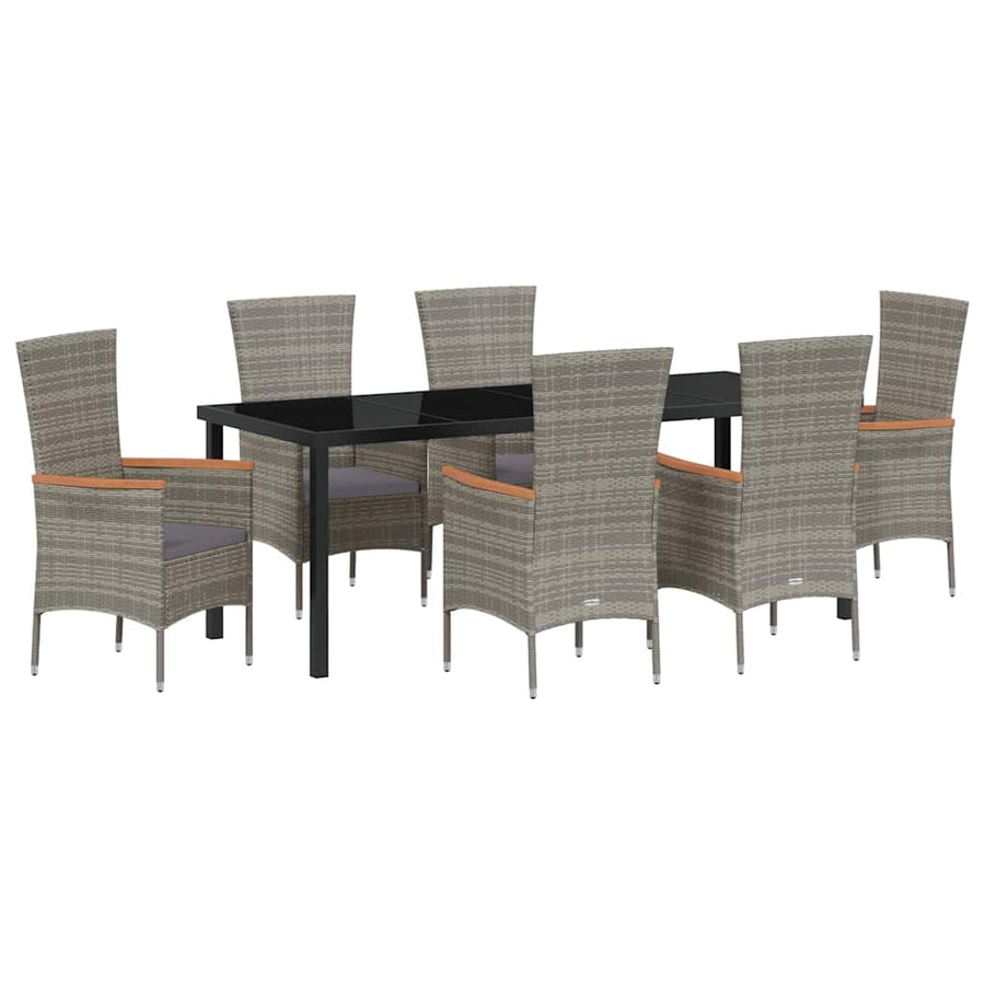 Tuin eettafelset met kussen 7 pcs Grijs Gepoedercoat staal