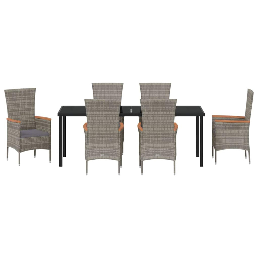 Tuin eettafelset met kussen 7 pcs Grijs Gepoedercoat staal