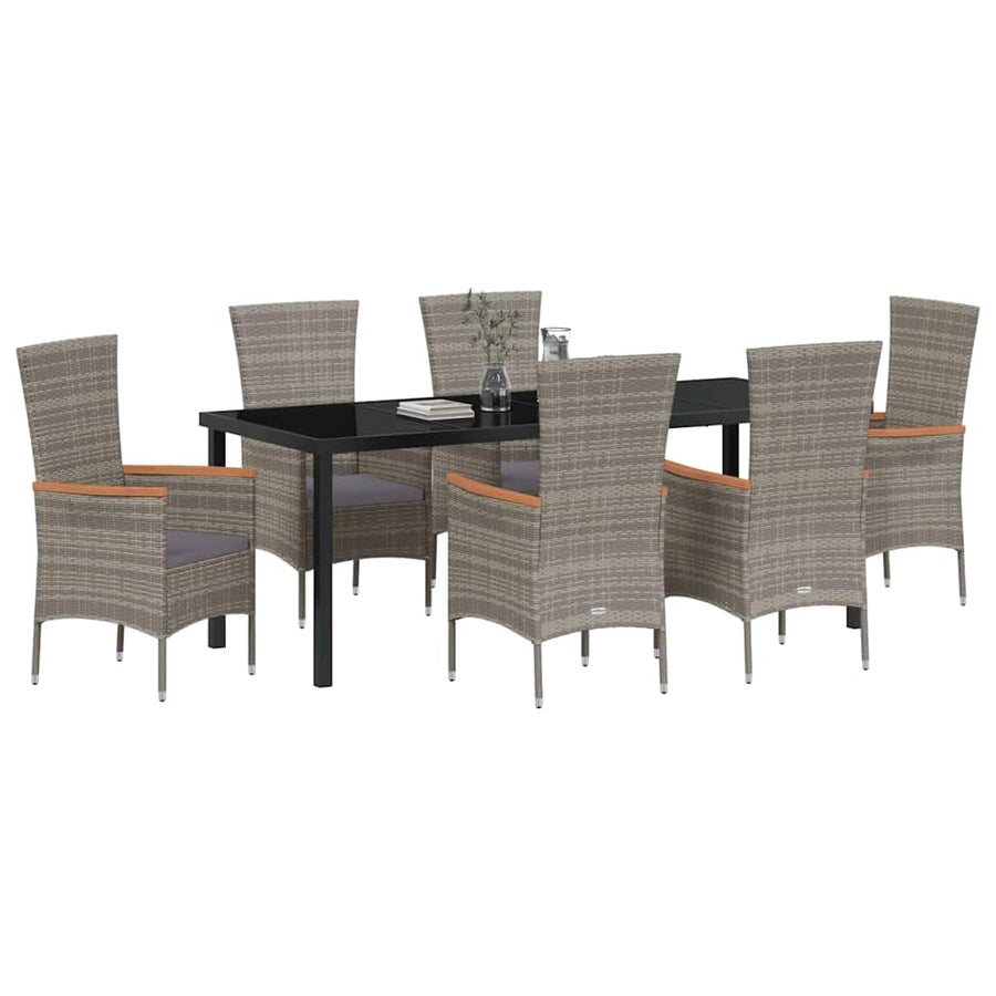 Tuin eettafelset met kussen 7 pcs Grijs Gepoedercoat staal
