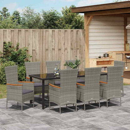 Tuin eettafelset met kussen 9 pcs Grijs Gepoedercoat staal