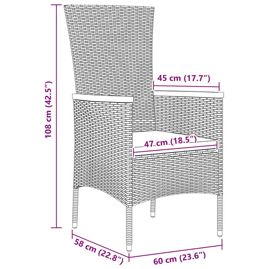 Tuin eettafelset met kussen 9 pcs Grijs Gepoedercoat staal