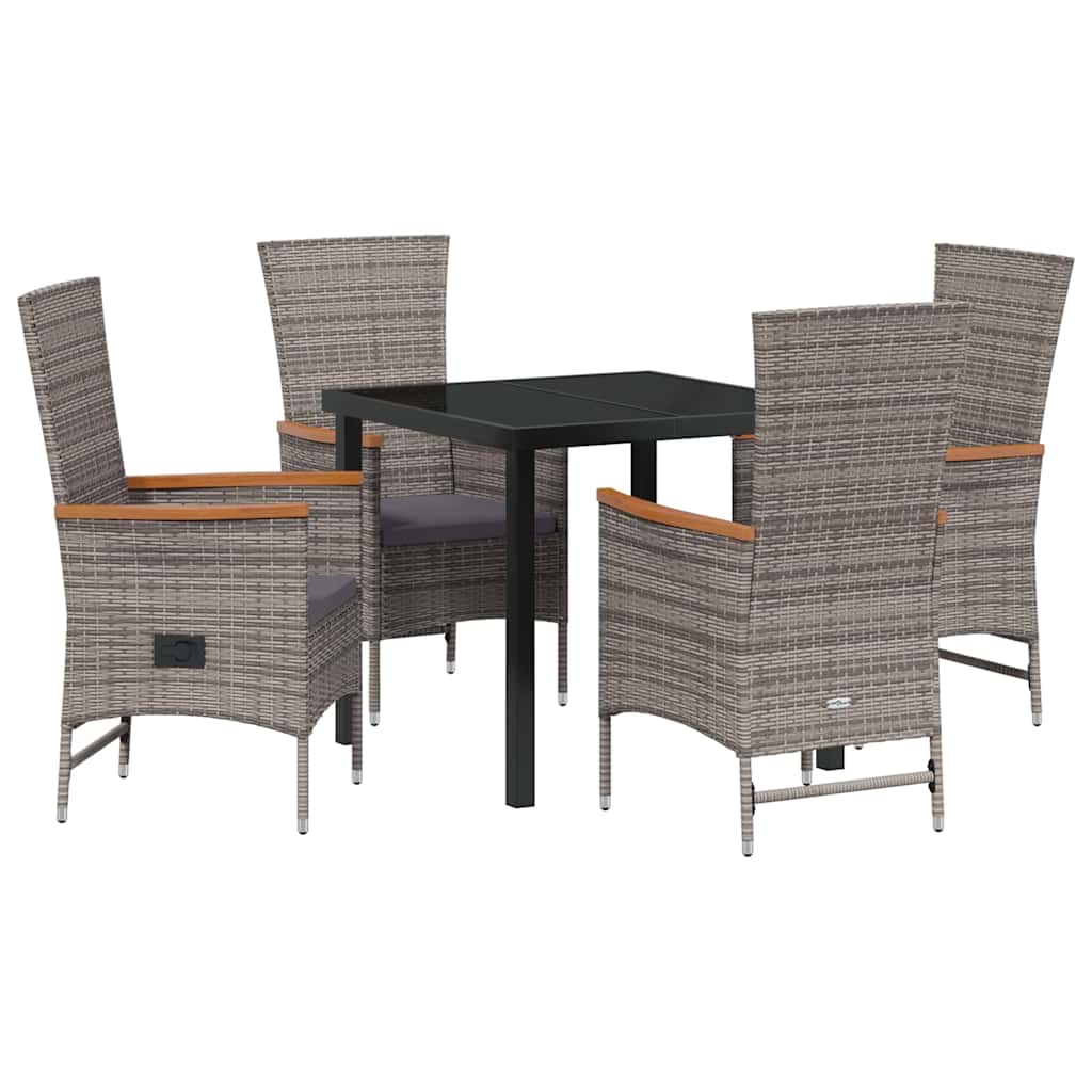 Tuin eettafelset met kussen 5 pcs Grijs Gepoedercoat staal