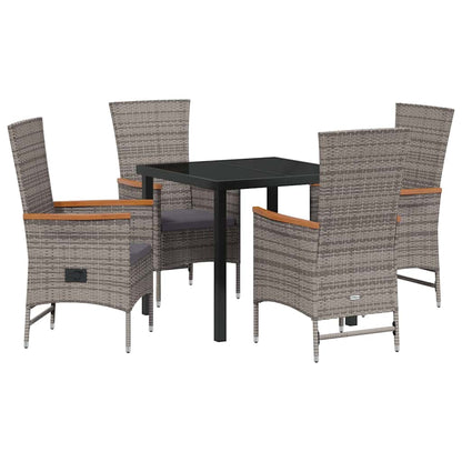 Tuin eettafelset met kussen 5 pcs Grijs Gepoedercoat staal