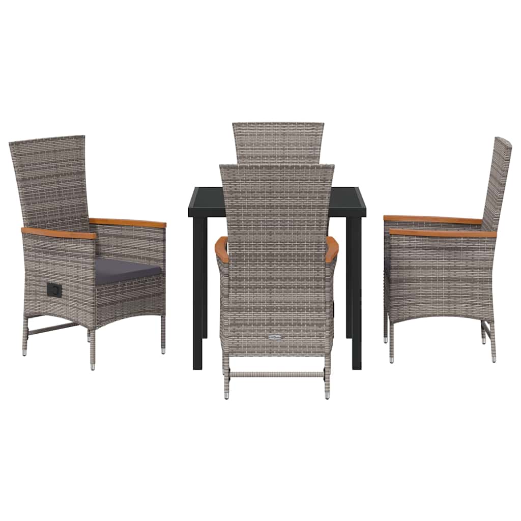 Tuin eettafelset met kussen 5 pcs Grijs Gepoedercoat staal