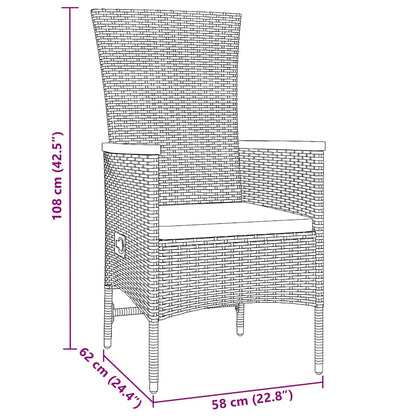 Tuin eettafelset met kussen 5 pcs Grijs Gepoedercoat staal