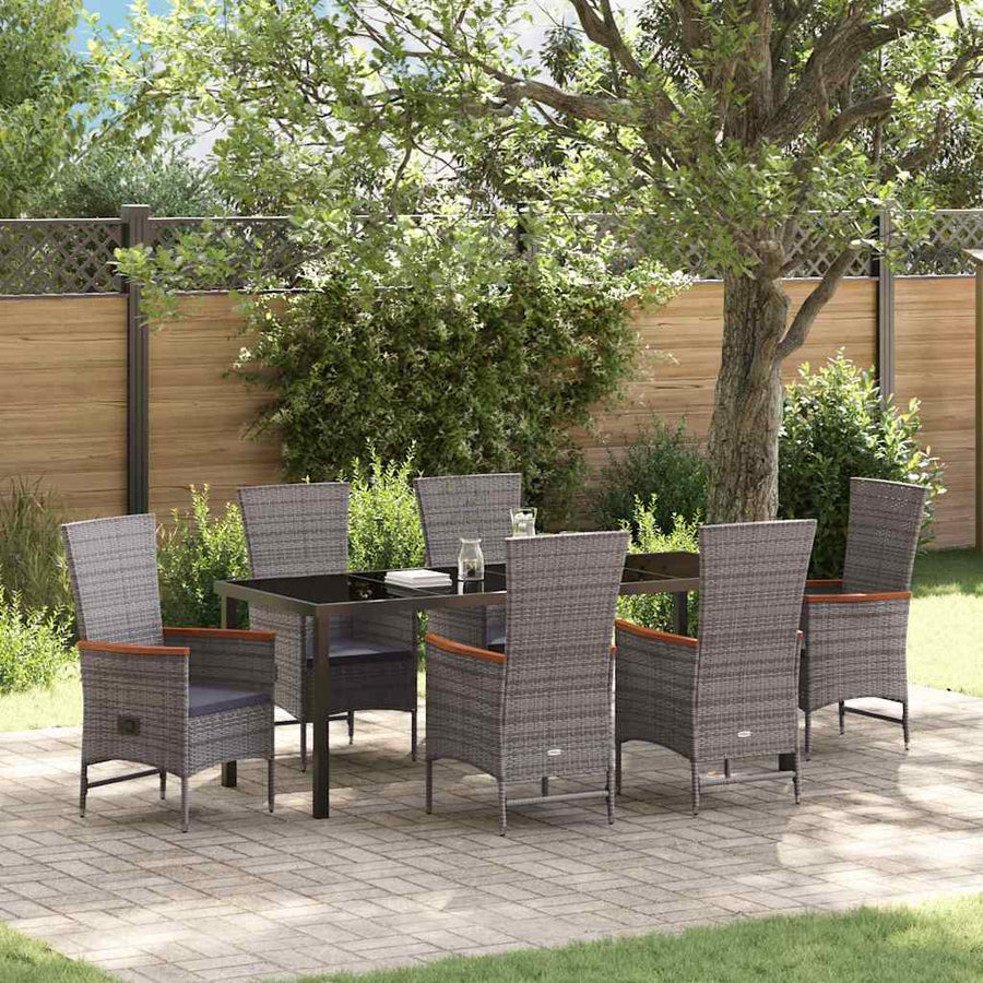 Tuin Eettafelset Met Kussen 7 Pcs Grijs Gepoedercoat Staal