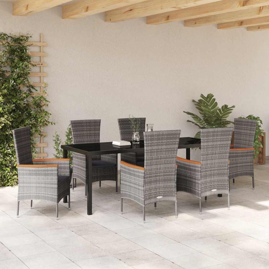 Tuin Eettafelset Met Kussen 7 Pcs Grijs Gepoedercoat Staal