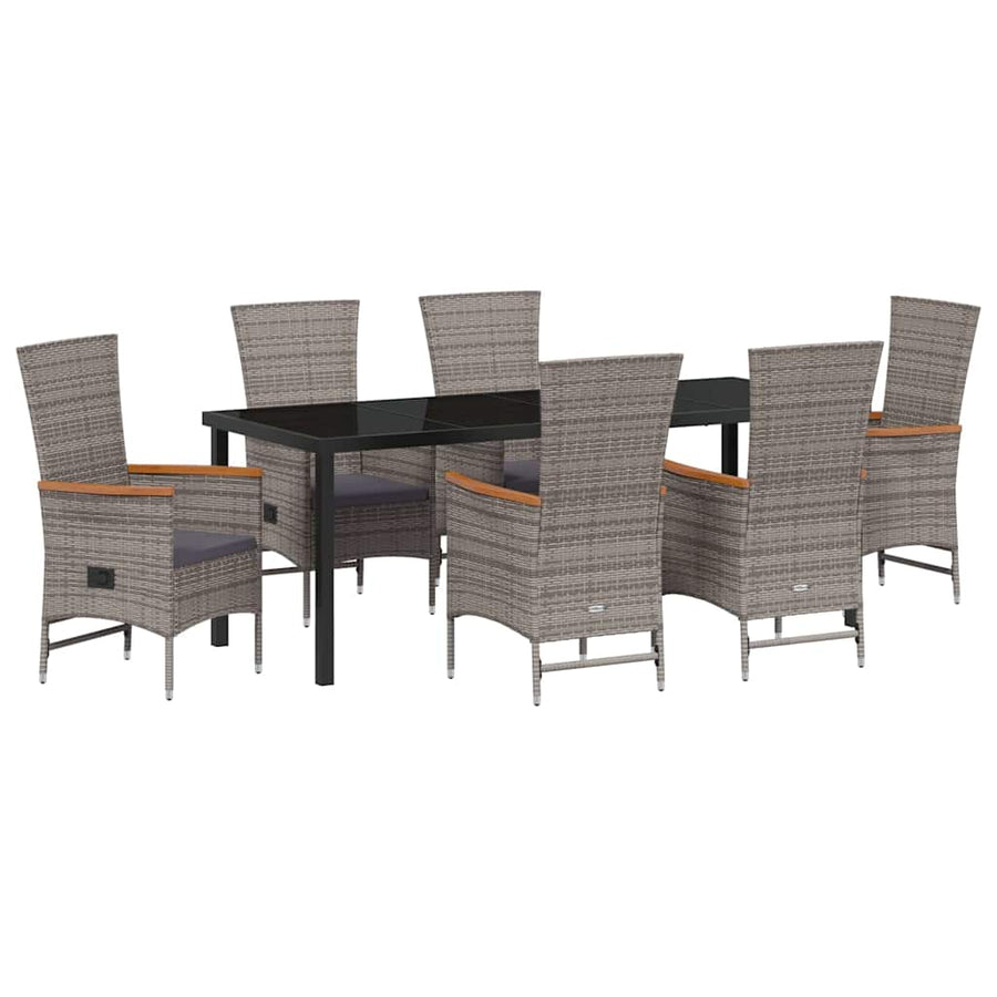 Tuin Eettafelset Met Kussen 7 Pcs Grijs Gepoedercoat Staal