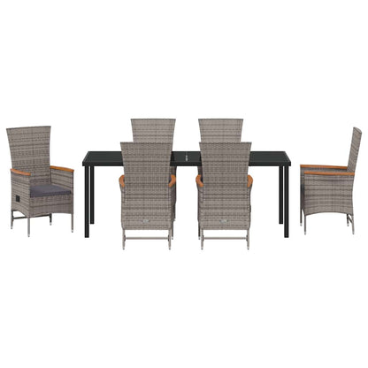 Tuin Eettafelset Met Kussen 7 Pcs Grijs Gepoedercoat Staal