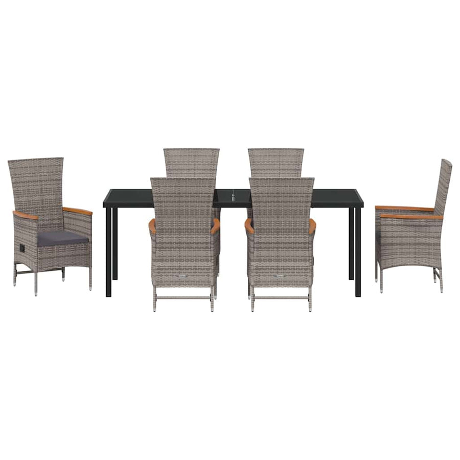 Tuin Eettafelset Met Kussen 7 Pcs Grijs Gepoedercoat Staal