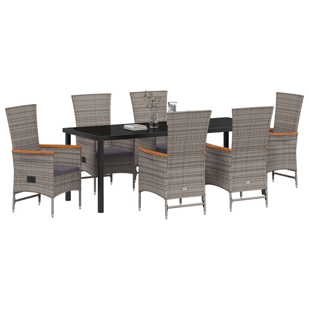 Tuin Eettafelset Met Kussen 7 Pcs Grijs Gepoedercoat Staal