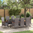Garden dining set with cushions 9 pcs Grey Powder-coated steel