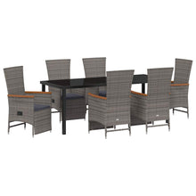 Tuin Eettafelset Met Kussen 7 Pcs Grijs Poly Rattan